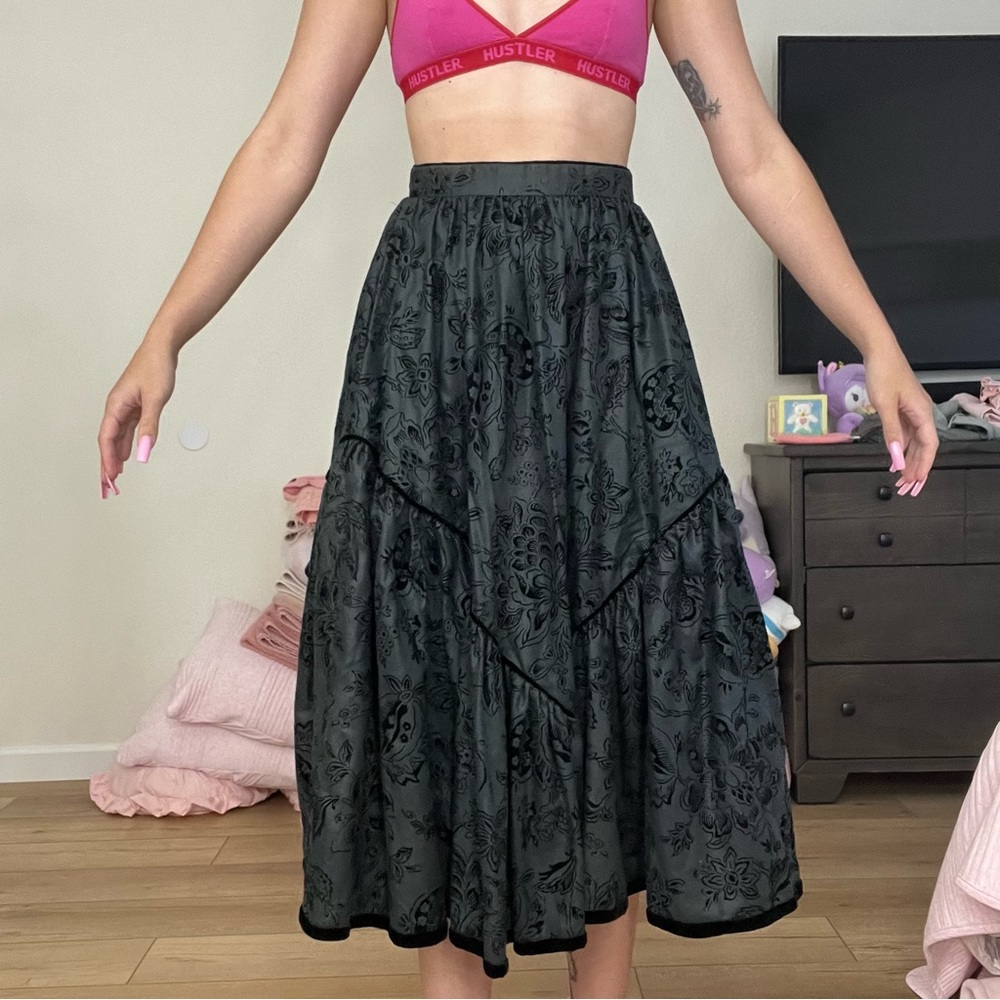 Vintage Velvet Floral Gothic Skirt